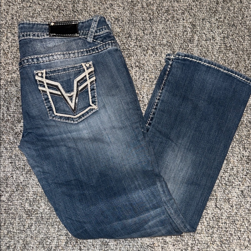 Vigoss Stylish Blue Denim Jeans with Embroidered Pockets